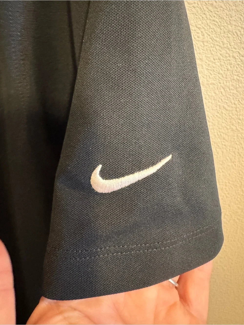 Nike Black Short-Sleeve Polo with Embroidered Purple M&M Character